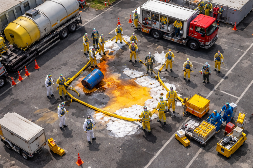 simulacro control de derrames peligrosos